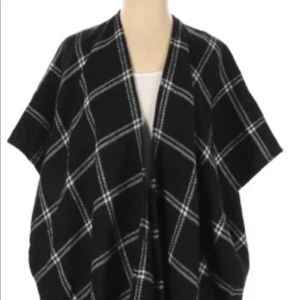 The loft black and plaid poncho